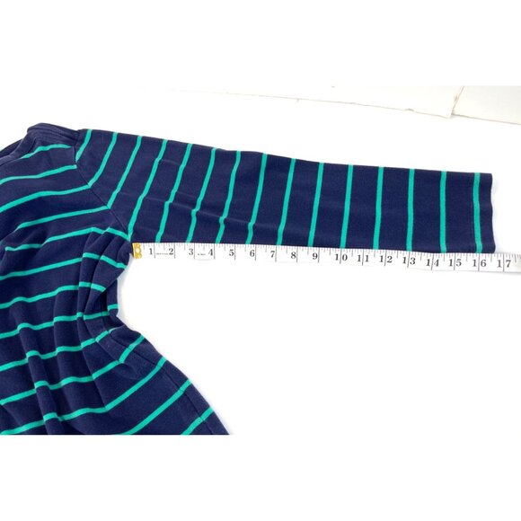 Lands End  Large Navy/Green Cotton Striped Long Sleeve Shirt 16c - Picture 5 of 8